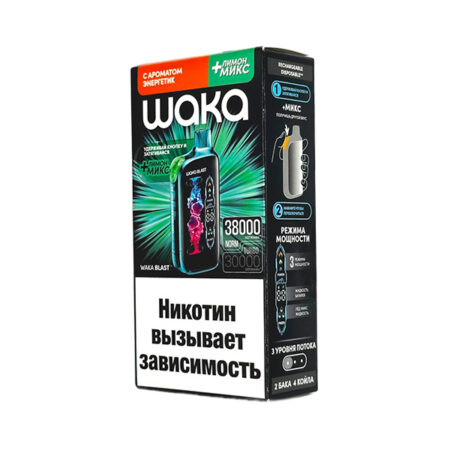 Одноразовая ЭС WAKA FT 38000 - Энергетик + лимон микс (20 Hard)